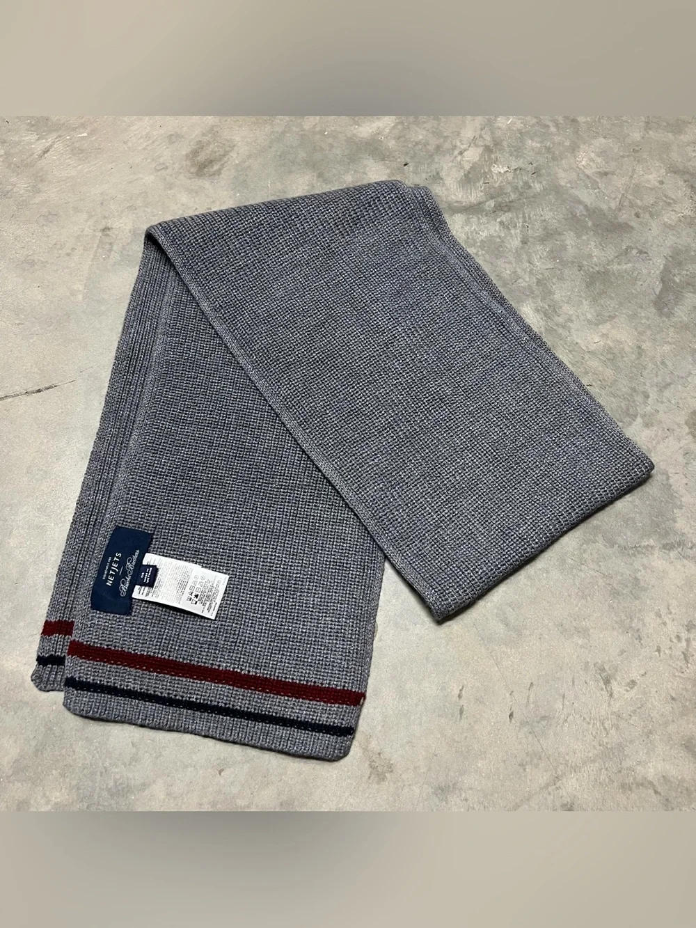 Brooks Brothers Netjets Gray Scarf Wool Acrylic Preppy Luxury One Size